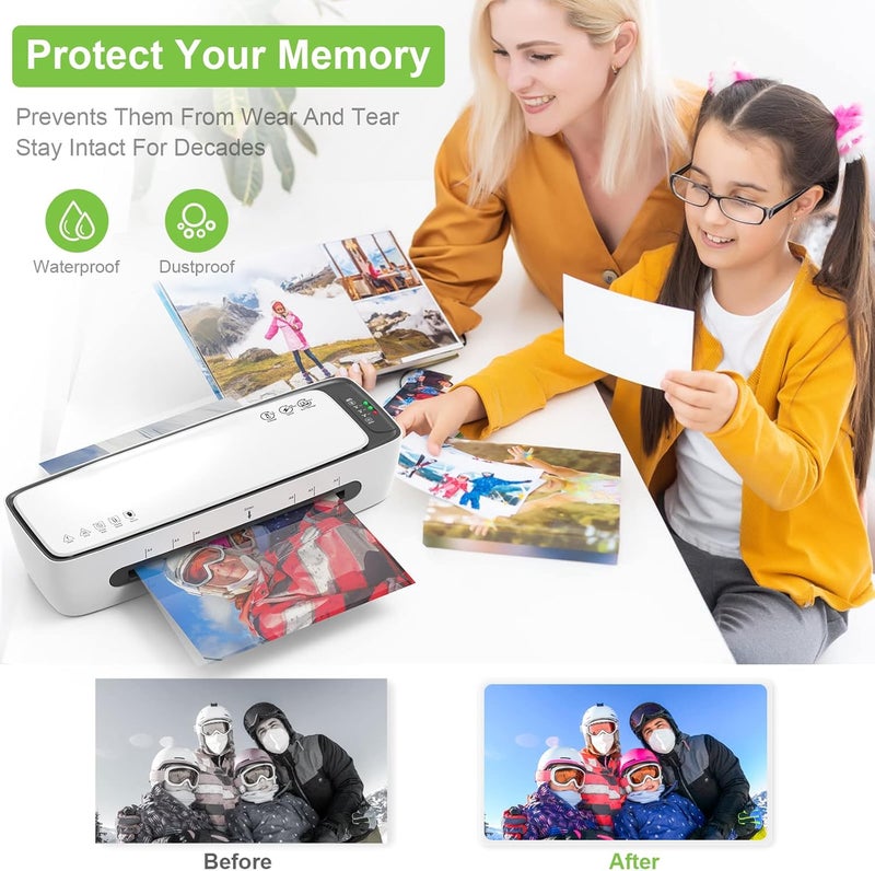 Qfun Laminator Machine with Laminating Sheets A4 Portable Thermal Lamination 9-Inch Laminate for Personal Office School Home Use, 6 in 1 Laminater Quick Warm Up Never Jam - Image 4